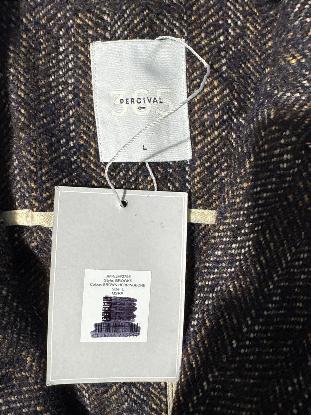 NWT Percival 365 Brooks Blazer Men’s Large Brown Herringbone Old Money Preppy - Picture 3 of 8